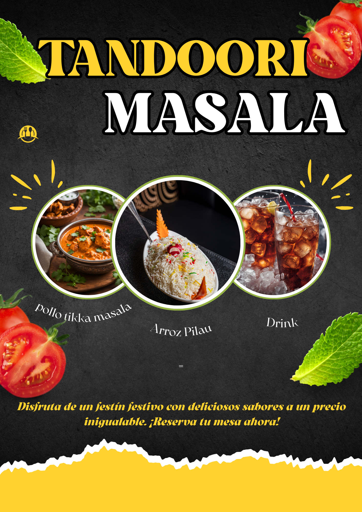 Combo Deal - 1 : Chicken Tikka Masala + Pilau Rice + Drink