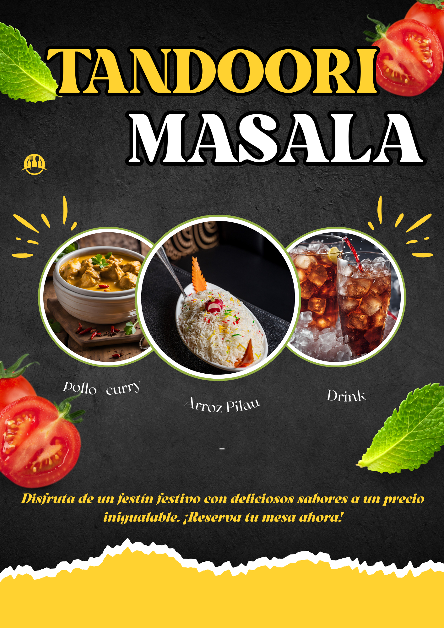 Combo Deal - 3: Pollo curry + Arroz pilau + Drink