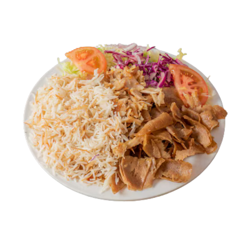 PLATO KEBAB (termera, pollo o mixto) (arroz y came)