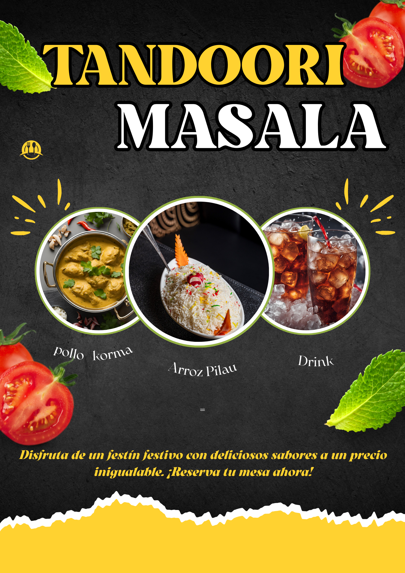 Combo Deal - 2 : Pollo Korma + Arroz pilau + Drink