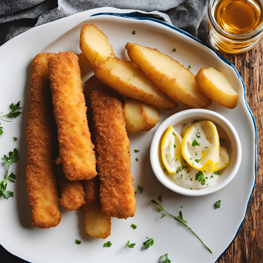 Varitas de pescado + patatas